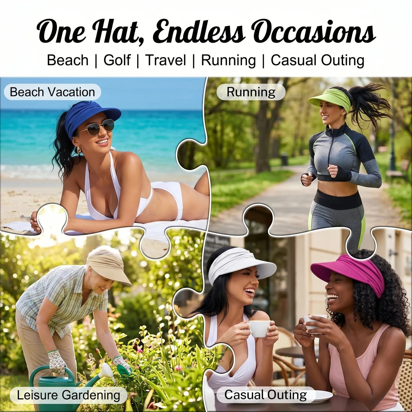 Elyviana UPF 50+ Sun Visor Ponytail Hat