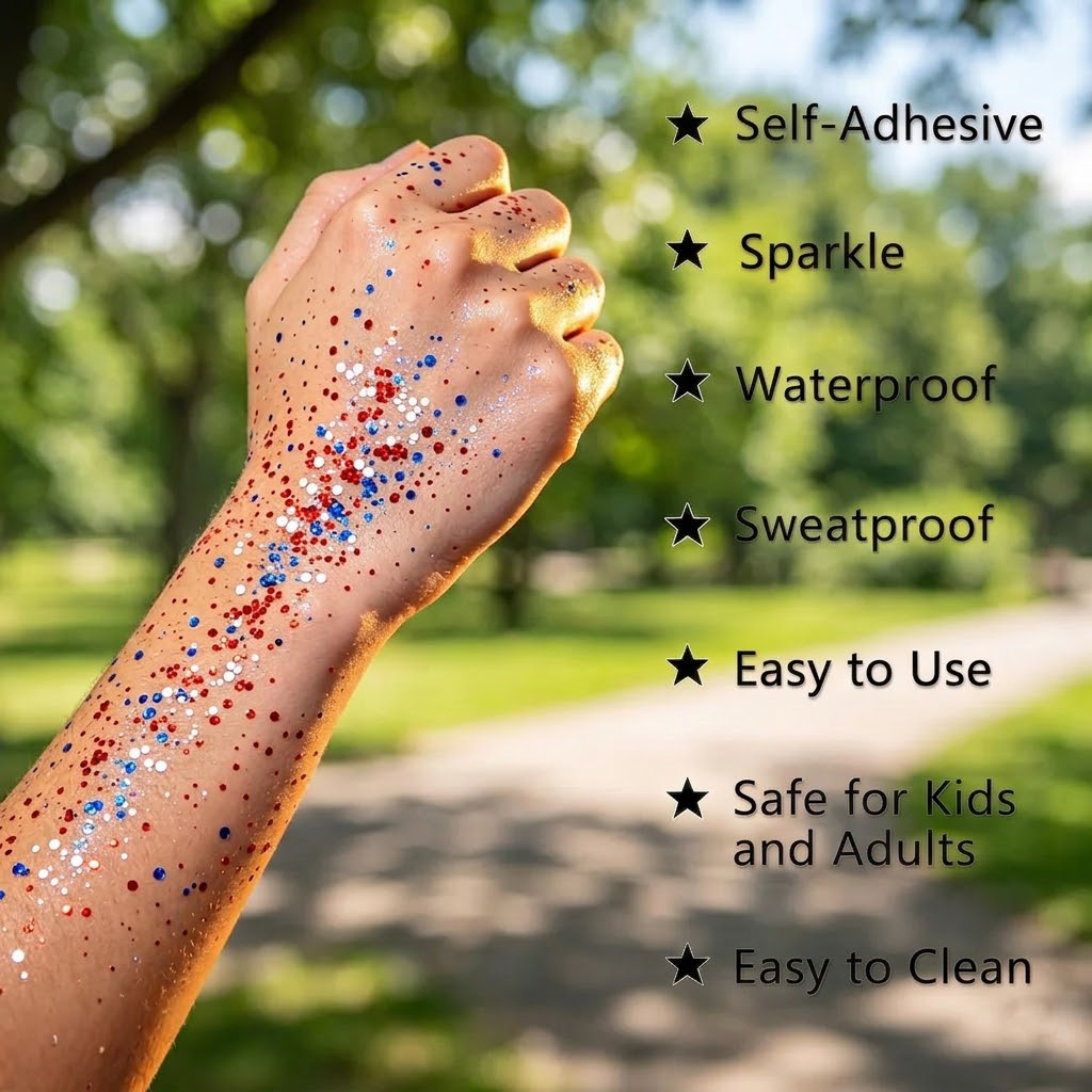 Elyviana Festival Rave Body & Face Glitter: High-Shine Star Sequins Cosmetic Makeup (Upsell)