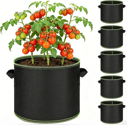 🌱Elyviana 5-Pack 5 Gallon Grow Bags – Heavy Duty Aeration Fabric Pots🪴 (Upsell)