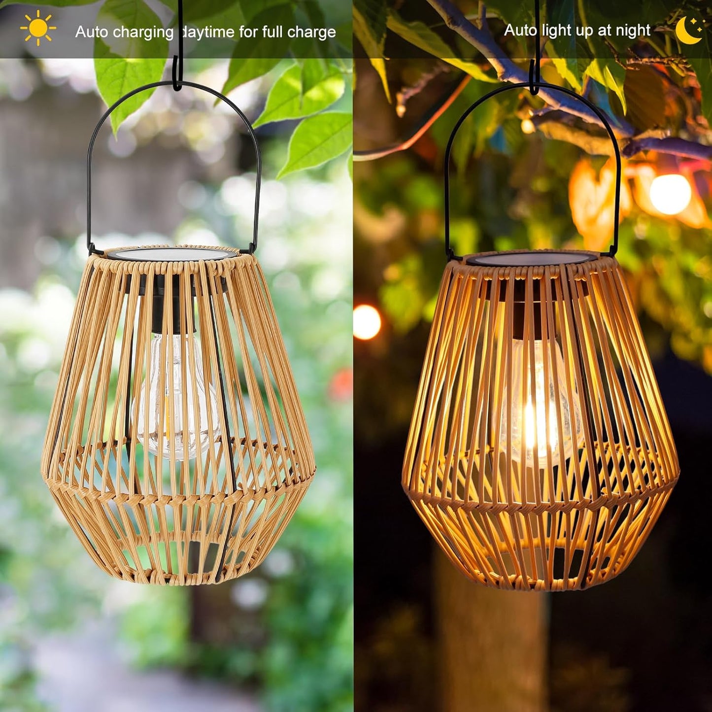 ☀️Elyviana Handwoven Rattan Solar Lantern💡 (Upsell)