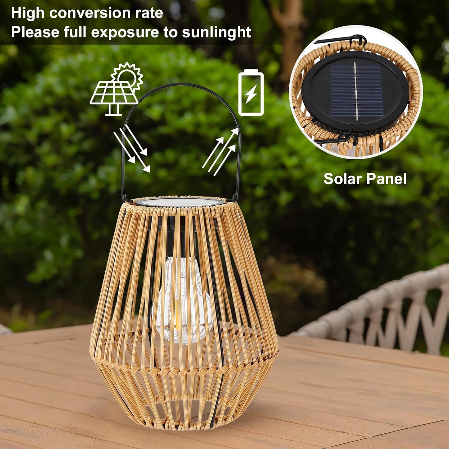 ☀️Elyviana Handwoven Rattan Solar Lantern💡 (Upsell)