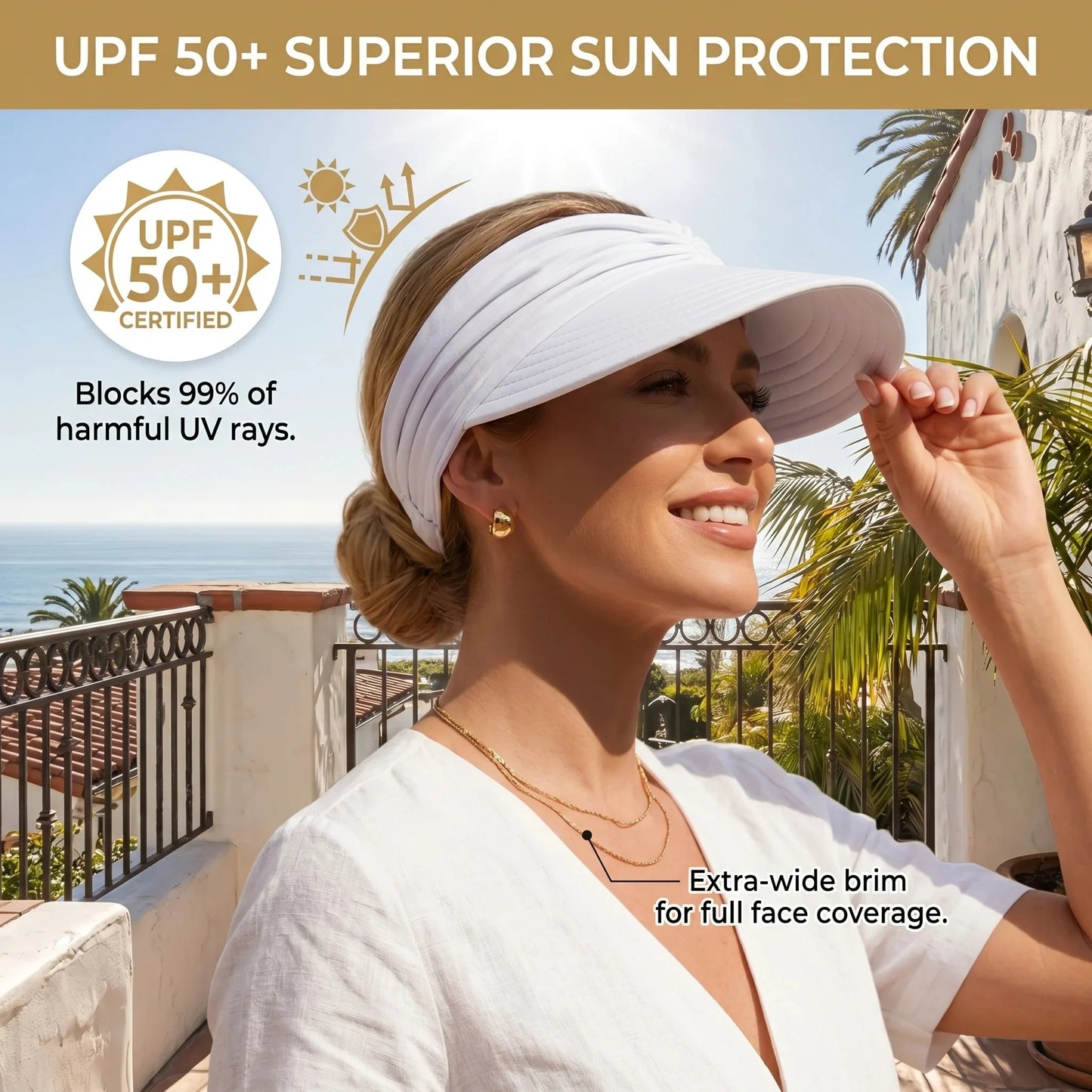 Elyviana UPF 50+ Sun Visor Ponytail Hat