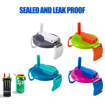Elyviana Spill-Proof Soda Can Lid with Built-in Straw