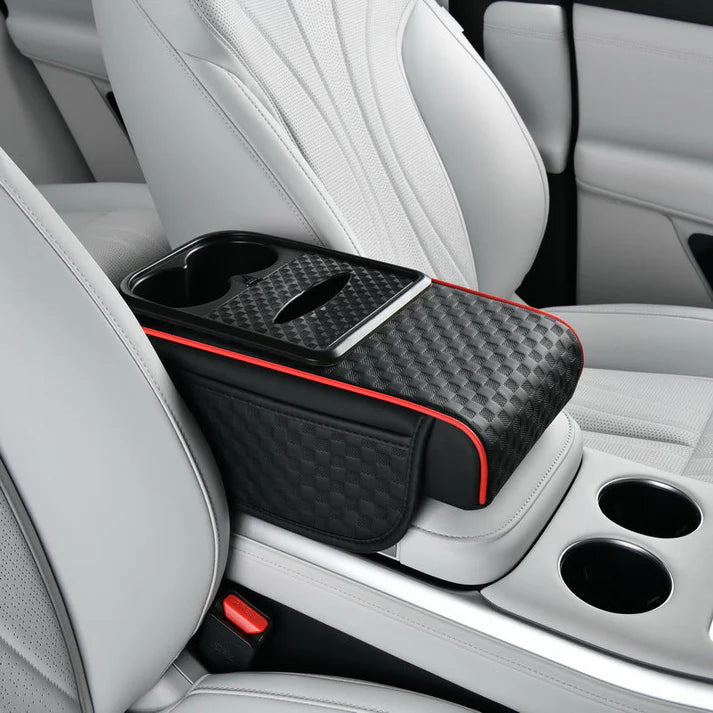 Elyviana Premium Car Armrest Storage with Integrated Cup Holders & Tissue Station