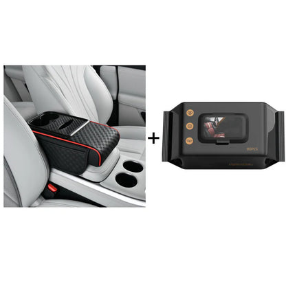 Elyviana Premium Car Armrest Storage with Integrated Cup Holders & Tissue Station