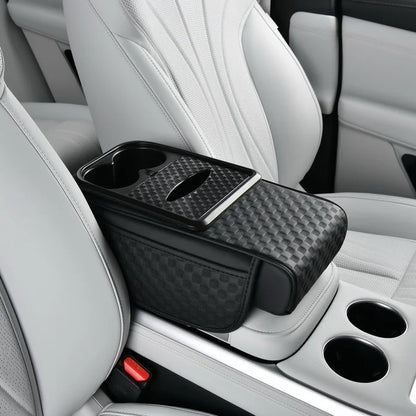 Elyviana Premium Car Armrest Storage with Integrated Cup Holders & Tissue Station