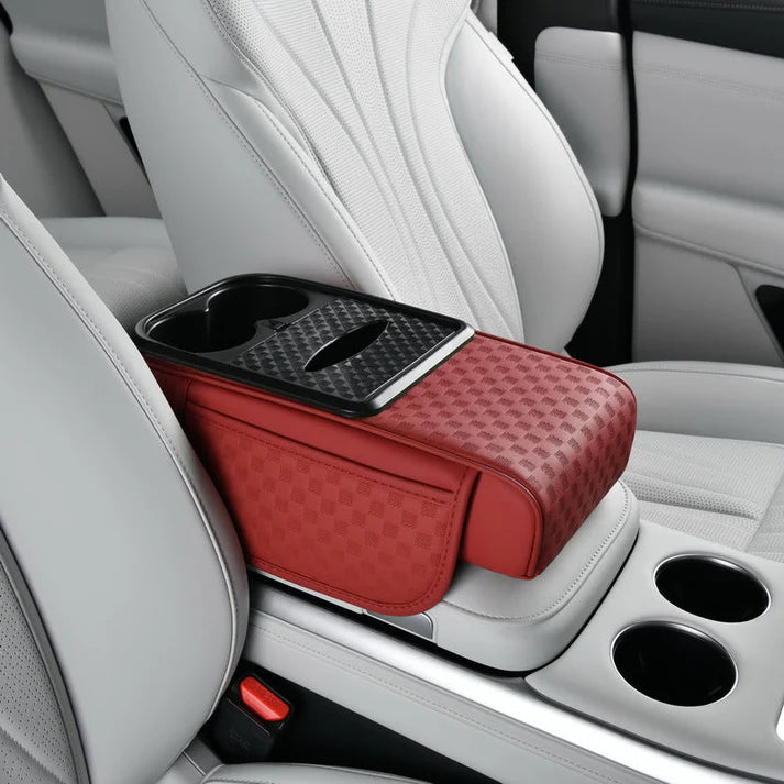 Elyviana Premium Car Armrest Storage with Integrated Cup Holders & Tissue Station