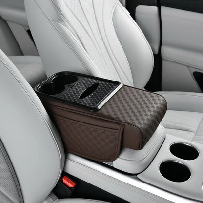 Elyviana Premium Car Armrest Storage with Integrated Cup Holders & Tissue Station