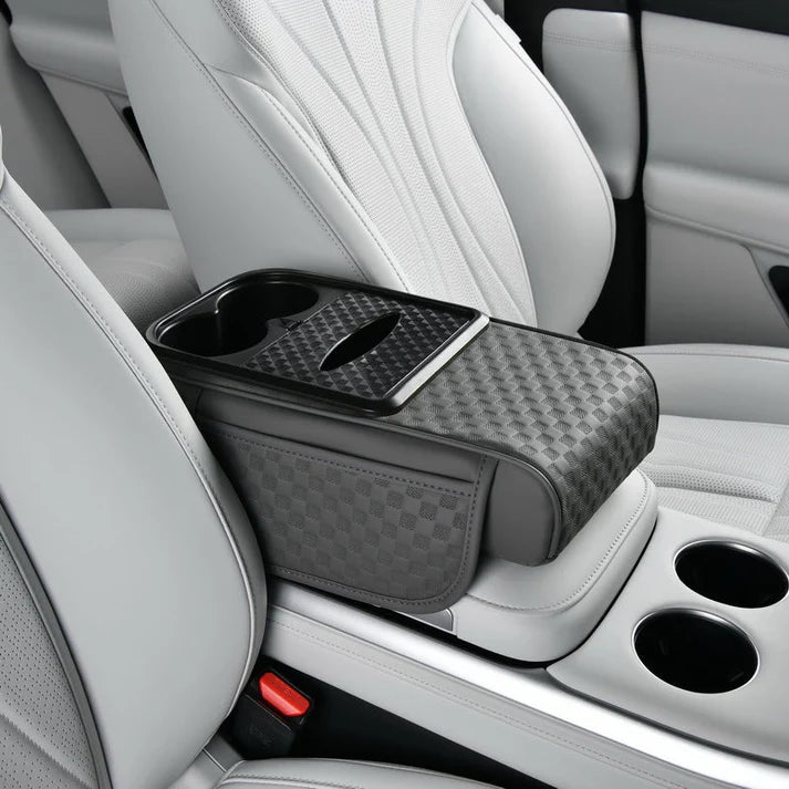 Elyviana Premium Car Armrest Storage with Integrated Cup Holders & Tissue Station