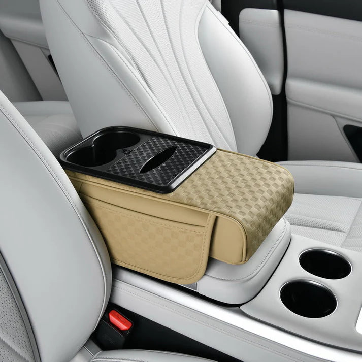 Elyviana Premium Car Armrest Storage with Integrated Cup Holders & Tissue Station